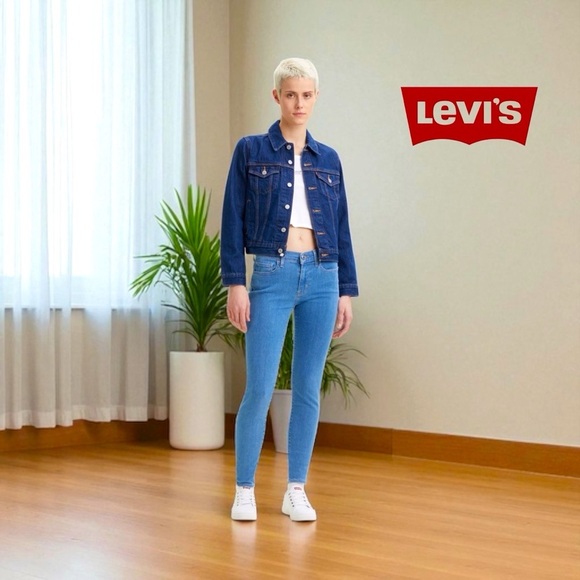 Levi's 710 Super Skinny High Rise Jeans - Light Blue Wash - Size 30 - Picture 1 of 11